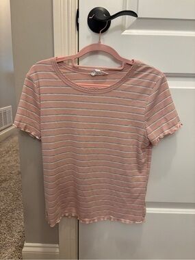 Pink Rose Blush & White Striped Short Sleeve Tee